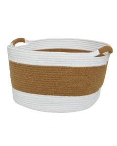 Basket, L, cotton, natural/white