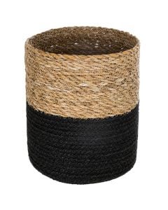 Storage bin, circular, sea straw, brown/black, XL-27xH27cm