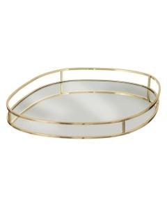 Decorative tray, Lily, L, metal/glass, golden, 30 cm