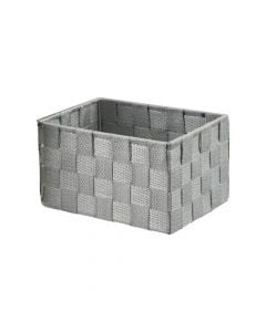 Wicker basket, Lise, polypropylene/metal, gray, S-20x15xH12 cm