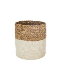 Storage basket, S, jute, brown/white, Ø18xH18cm