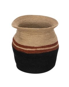 Storage basket, Kaia, S, jute, black/beige/red, Ø30 cm