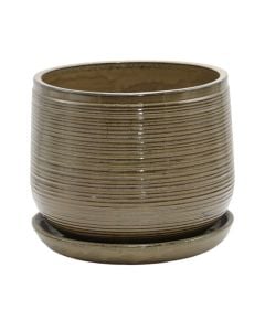 Vazo lulesh, qeramike, kafe, 21.5x21.5x19 cm