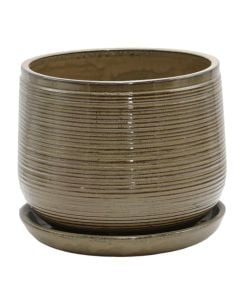 Vazo lulesh, qeramike, kafe, 35.5x35.5x30.5 cm