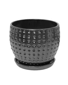 Flower pot, ceramic, silver, 24x24x20.5 cm