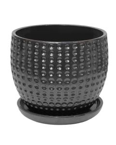 Flower pot, ceramic, silver, 30.5x30.5x26 cm