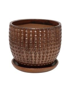 Flower pot, ceramic, copper, 30.5x30.5x26 cm