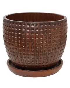 Flower pot, ceramic, copper, 38.5x38.5x32 cm