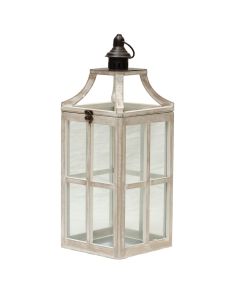 Decorative lantern, metal/glass, White, 20xH51 cm