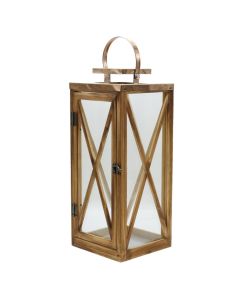 Fener dekorues , metal/xham, kafe, 18xH44 cm