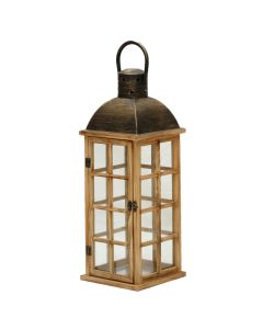 Decorative lantern, metal/glass, dark brown, 14xH52 cm