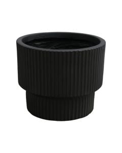 Vazo lulesh, fibër xhami/argjilë, e zezë, 24x24x20 cm