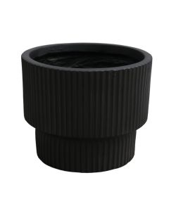 Vazo lulesh, fibër xhami/argjilë, e zezë, 30x30x24 cm