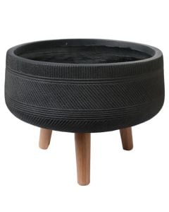 Flower pot, fibreclay, black, 44x44x28 cm