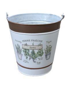 Flower pot, metal, white/brown, 20x20 cm