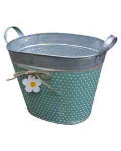 Flower pot, metal, grey/green, 24x18.5x18.5 cm