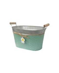 Vazo  lulesh, metalike, gri/jeshile, 22x14x13 cm