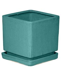 Flower pot, ceramic, green, 17.5x17.5x18 cm