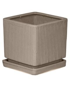 Flower pot, ceramic, brown, 17.5x17.5x18 cm