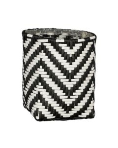 Kosh për lule, Merlijn, plastike, e bardhë/e zezë, Ø27xH30 cm