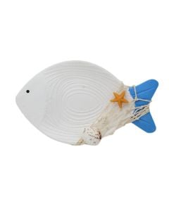 Decorative tray, S, resin, white/blue, 20x3xH12 cm