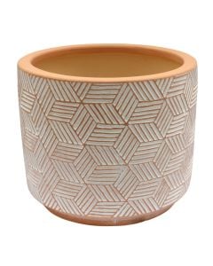 Flower pot, M, ceramic, terracotta/white, Ø26xH22 cm