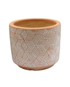 Flower pot, S, ceramic, terracotta/white, Ø21xH18 cm