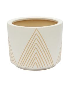 Vazo lulesh, S, qeramike, bezhë/e bardhë, Ø21xH18 cm