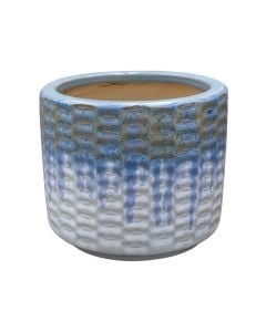 Flower pot, S, ceramic, white/blue, Ø21xH18 cm