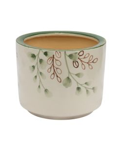 Flower pot, S, ceramic, white/green, Ø21xH18 cm