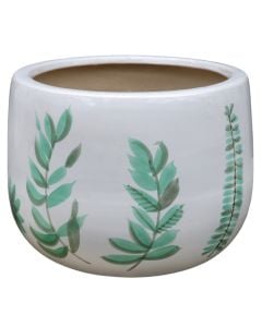 Vazo lulesh, L, qeramike, e bardhë/jeshile, Ø29xH22 cm