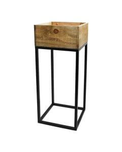 Flower pot, M, metal/wooden, brown/black, 22xH54 cm