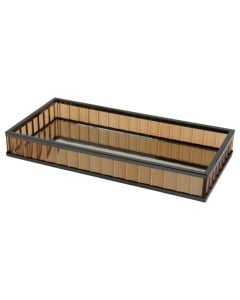 Tray, glass, inox, brown, black, H3 x L20 x W10 cm