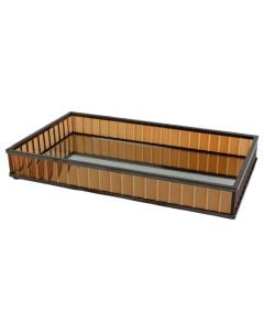 Tray, glass, inox, brown, black, H3.5 x L24 x W14 cm