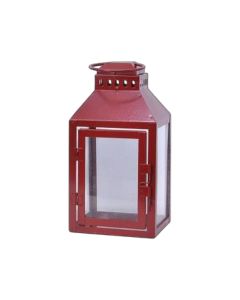 Fener dekorativ, S, metalike, e kuqe, 12x12xH24cm