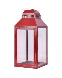 Fener dekorativ, L, metalike, e kuqe, 20x20xH45cm