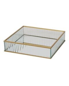 Tabaka dekorative, S, metalike/xham, e artë, 20x20xH4.5cm