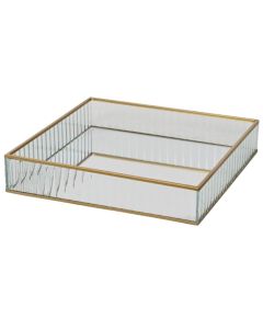 Tabaka dekorative, M, metalike/xham, e artë, 25x25xH4.5cm