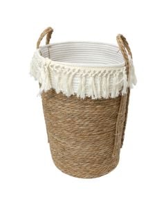 Shportë magazinimi, kashtë, natyrale, Ø35xH41 cm