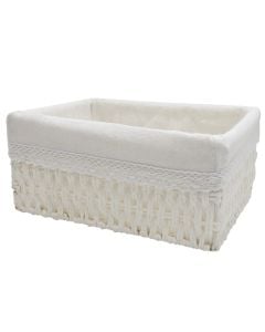 Shportë magazinimi, material tekstili, e bardhë, 26x20xH12 cm