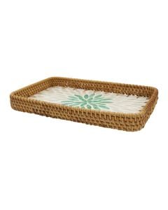 Decorative tray, straw, brown/white, 28x18xH4 cm