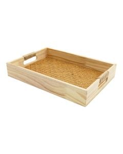 Decorative tray, wood, natural, 40x30xH3 cm