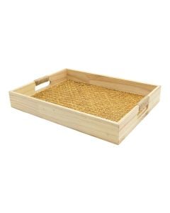 Decorative tray, wood, natural, 25x35xH3 cm