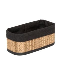 Storage basket, S, straw/ fabricbrown/ black, 20x10.4xH8cm