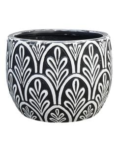 Flower pot, M, fibre clay, dark grey/white, 25x25xH19 cm