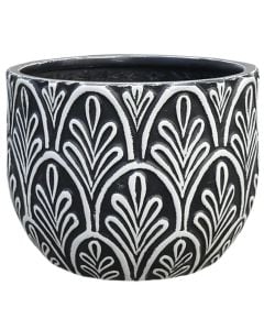 Flower pot, L, fibre clay, dark grey/white, 34x34xH25 cm