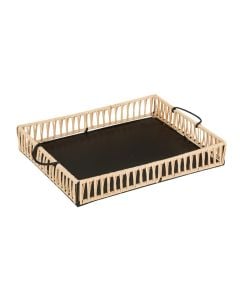 Decorative tray, rattan/steel, gold/black, S