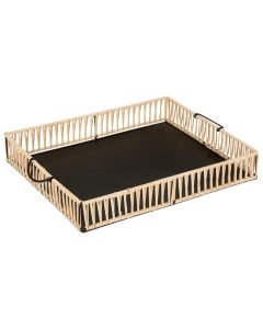 Decorative tray, rattan/steel, gold/black, M