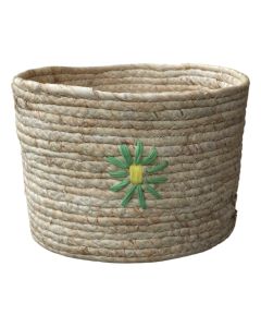 Decorative basket, Bloom, L, natural corn leaves, natural/multicolor, 21xH14 cm