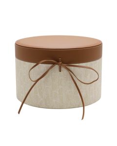Decorative box, Whisky, S, carton with PU textile, cream and brown color